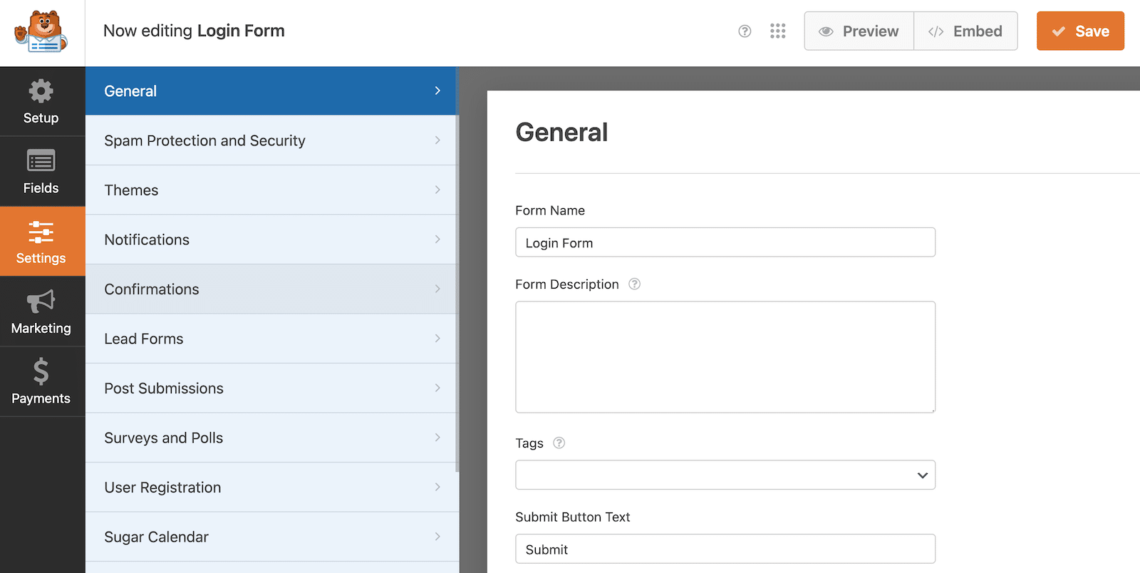 Configure your form settings