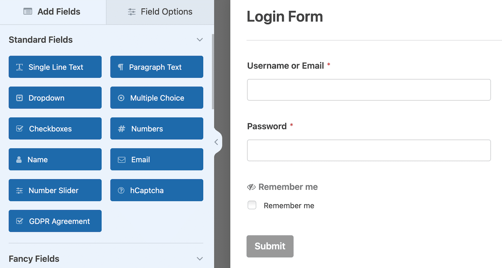 User Login Form template