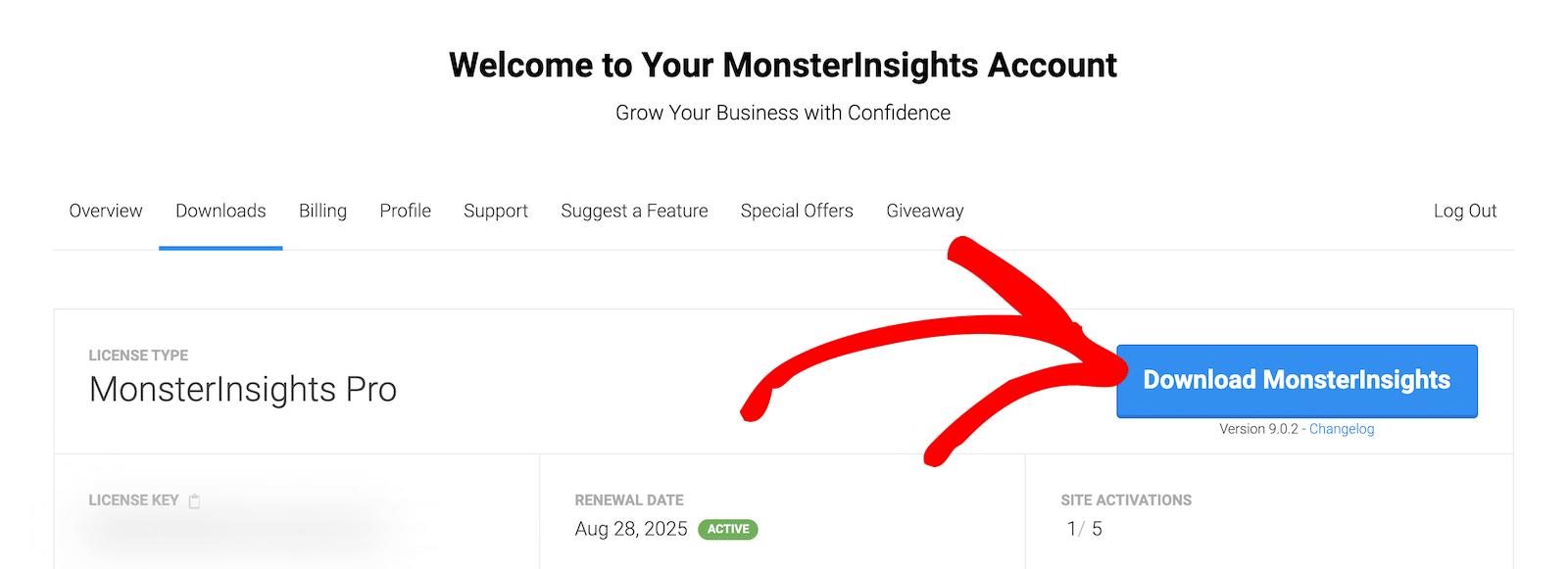 Download MonsterInsights in your account. 