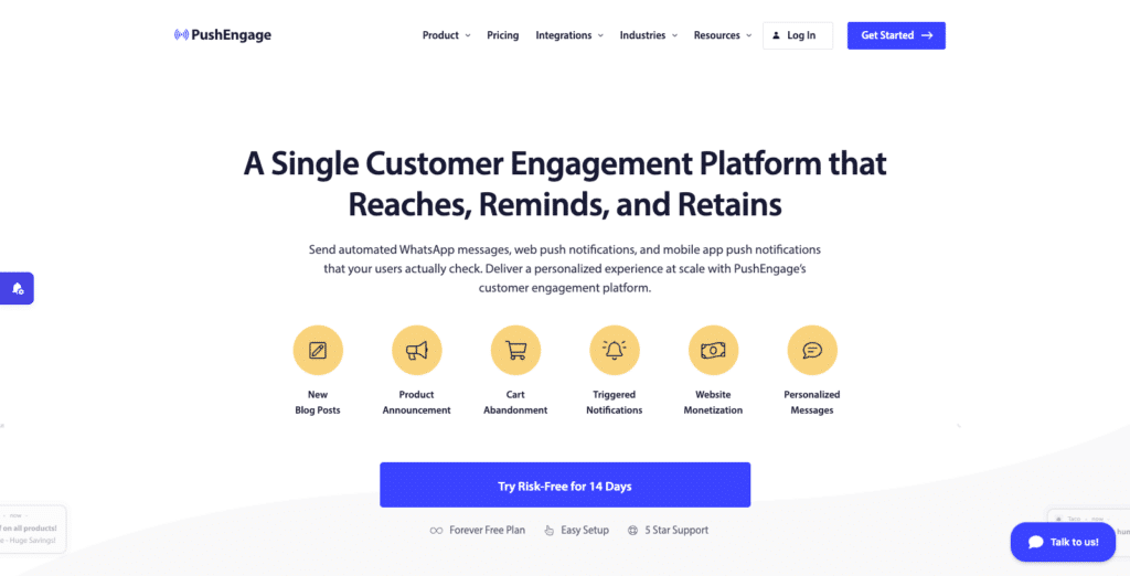 Página inicial do Pushengage atualizada