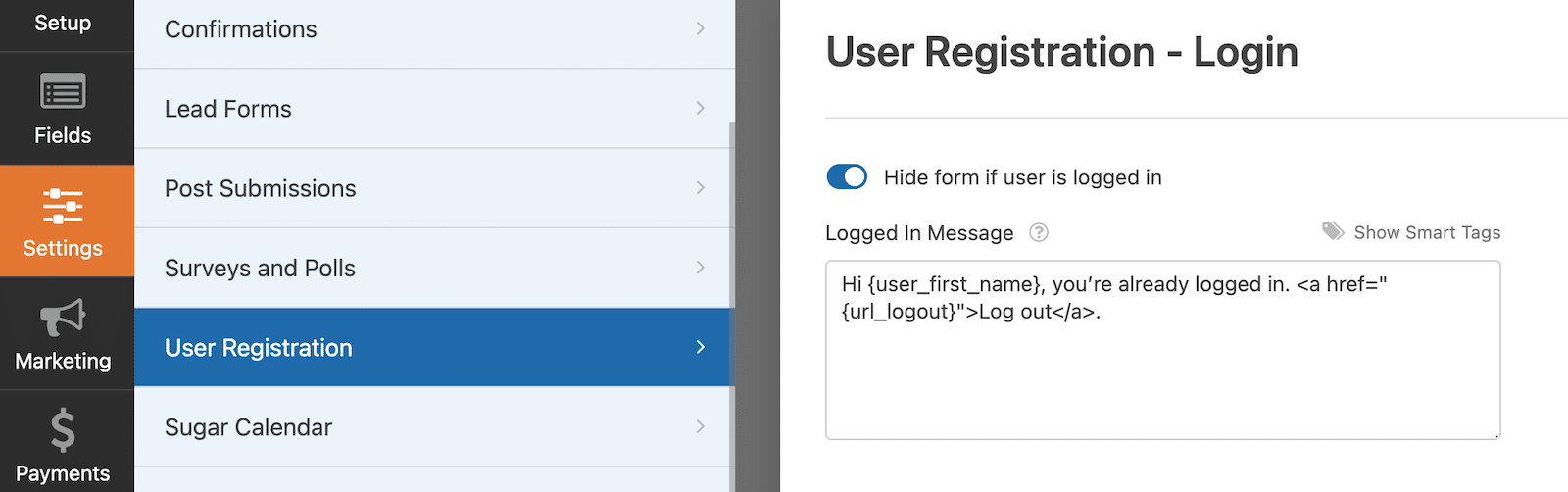 Update settings in the User Registration addon if necessary