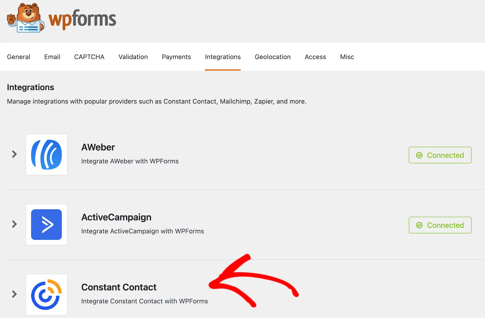 Connect Constant Contact and WordPress via WPForms integration