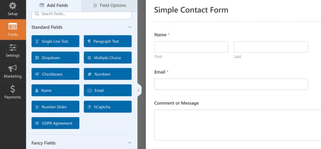 Modèle de formulaire de contact simple chargé