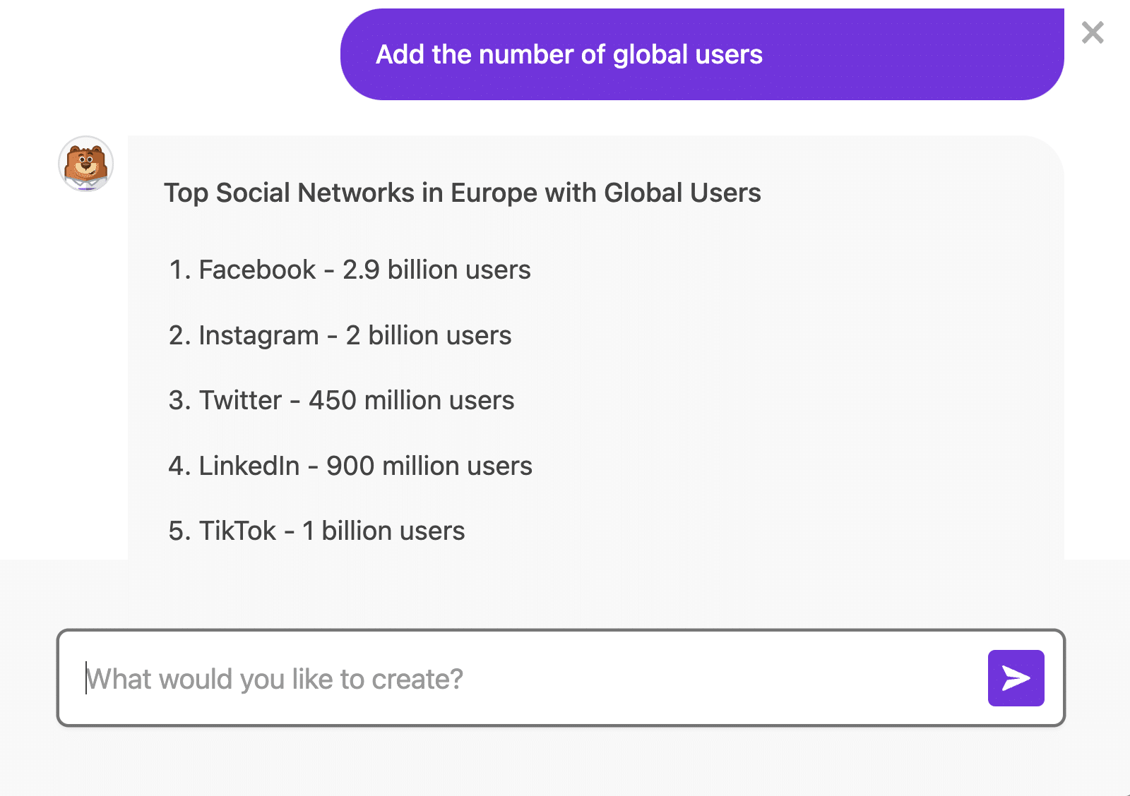 Create a list with AI Choices