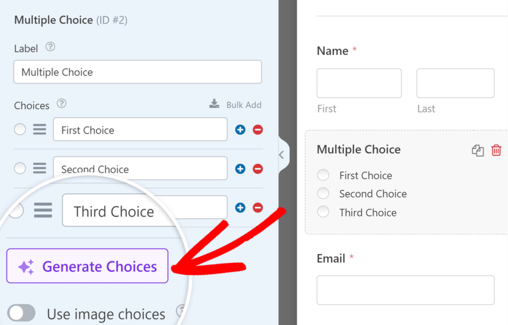 Generate Choices button