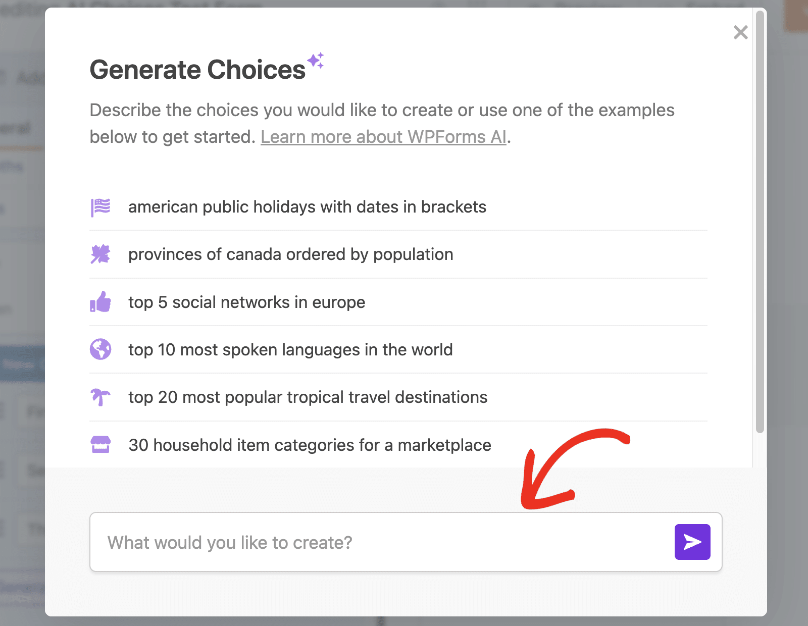 Enter prompt to generate choices