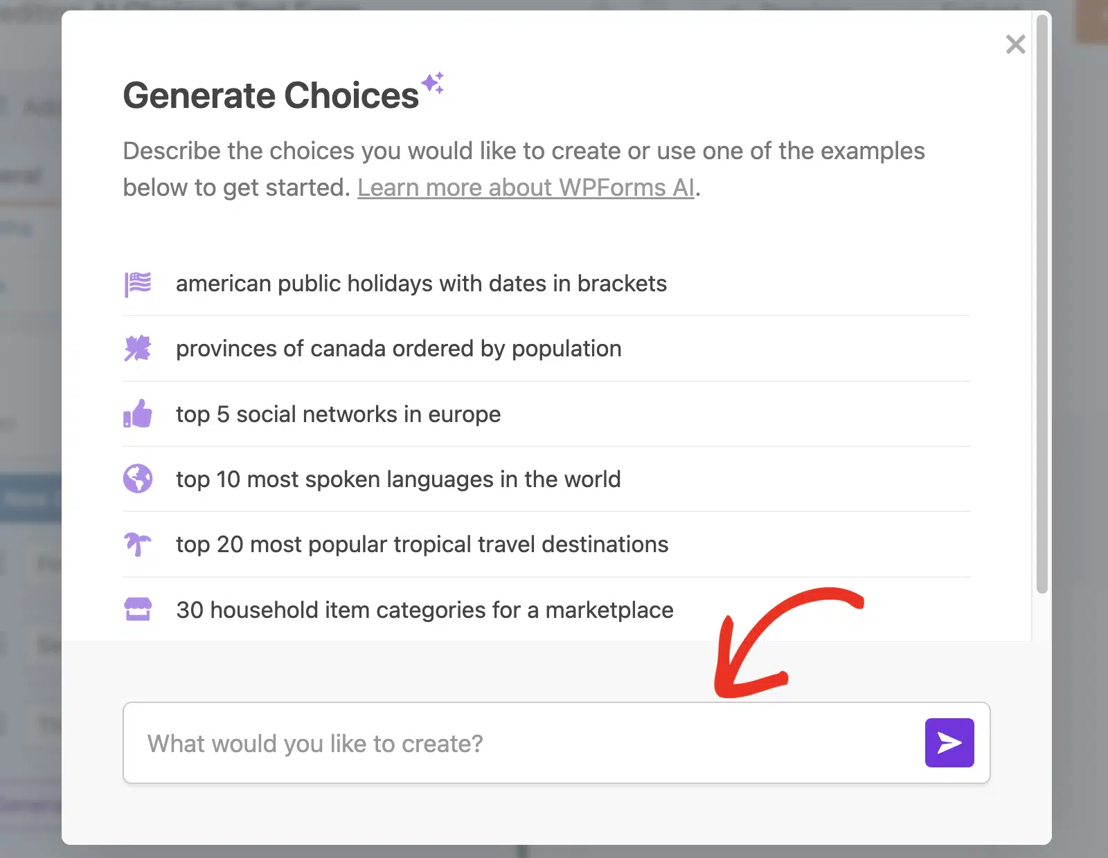 Enter prompt to generate choices