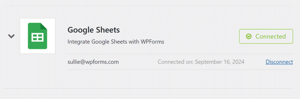 google sheets connected