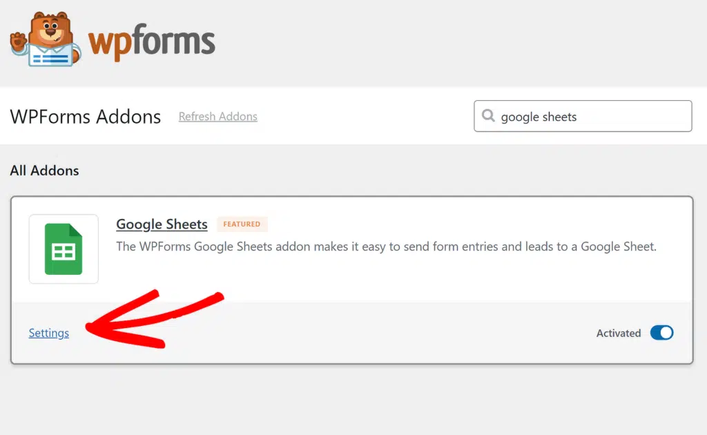 configurações do google sheets