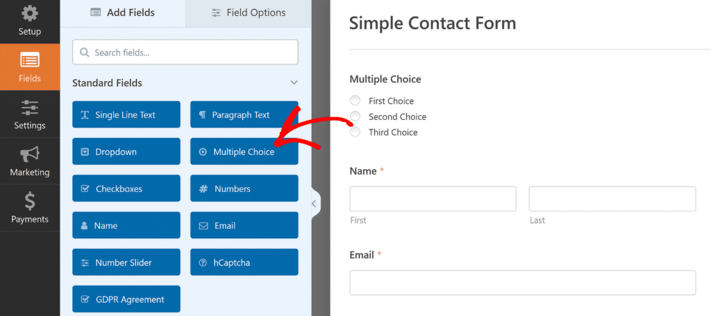 Multiple choice field