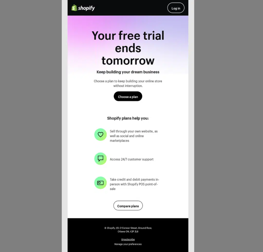 notification par e-mail shopify
