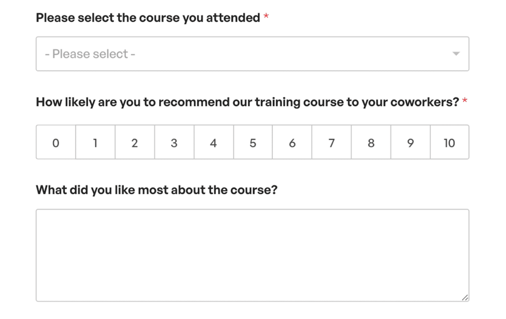 Course feedback form