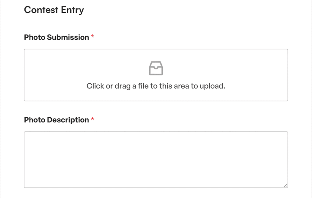 Photo contest entry form