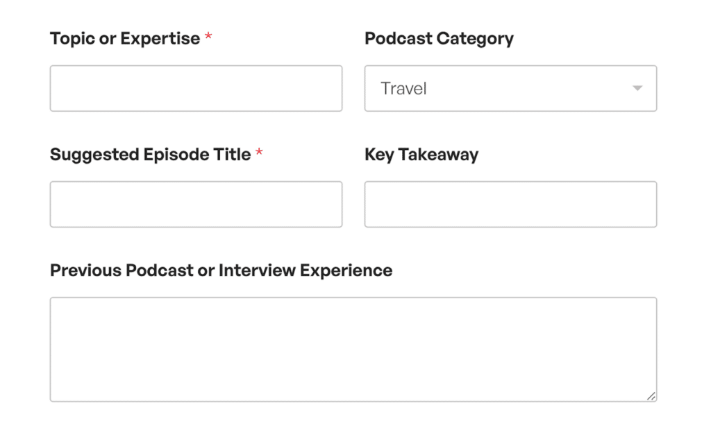 Podcast pitch form