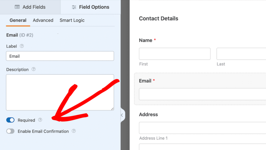 Making a field required in WPForms