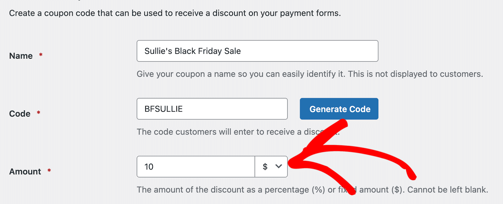 Create a flat rate discount code with WPForms