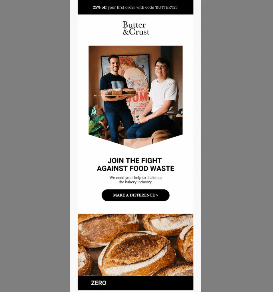 exemple de newsletter butter and crust