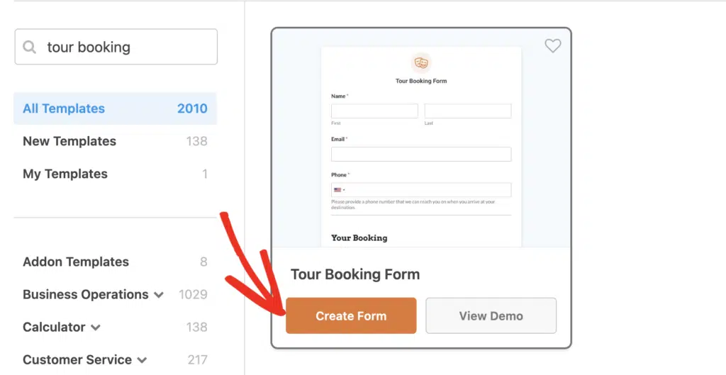 create-form-button - WPForms Create form button