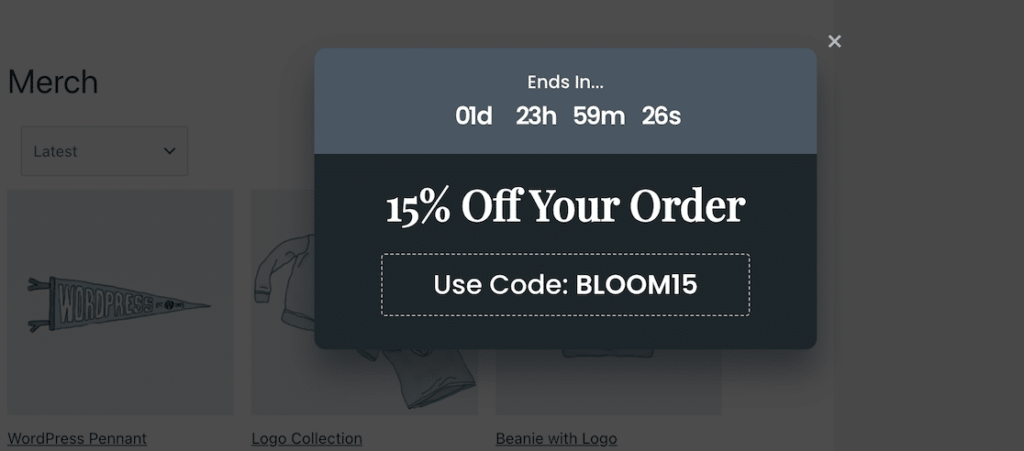 popup coupon code