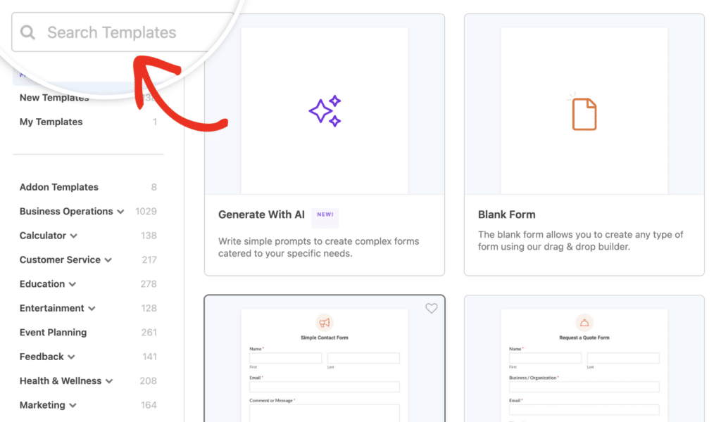 search-templates - WPForms templos de pesquisa