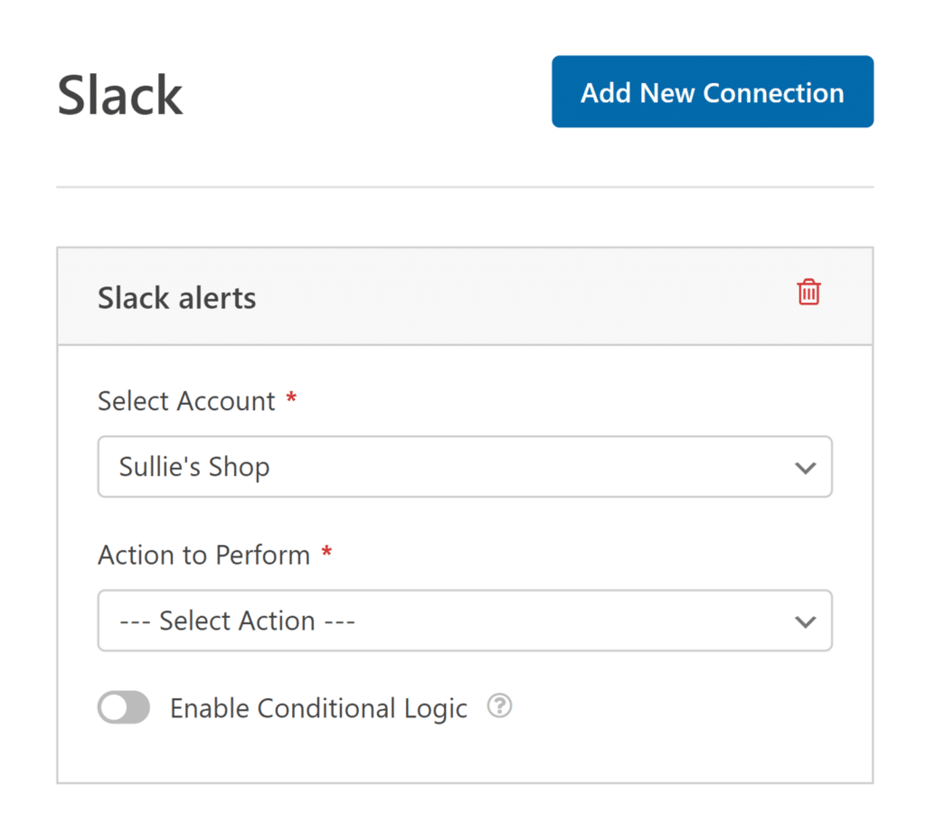 Select Slack account