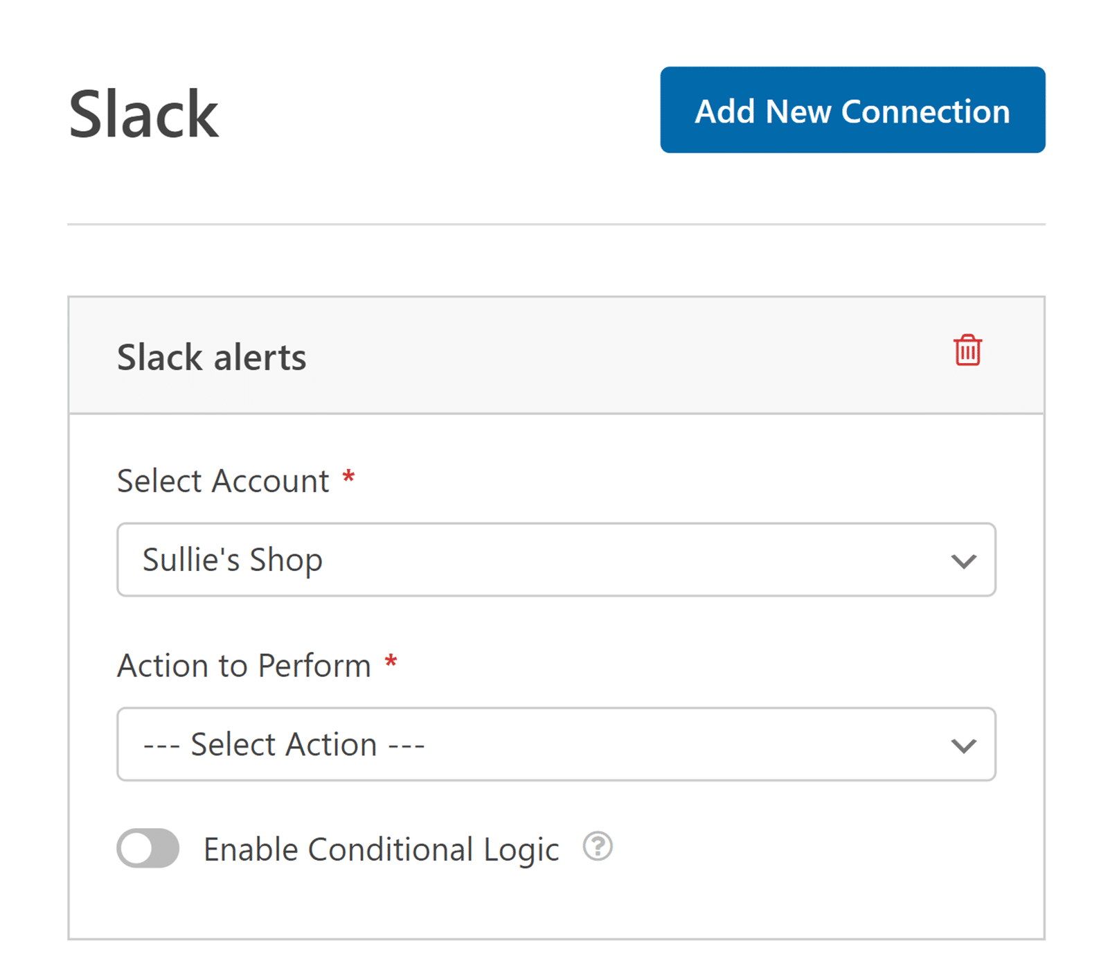 Slack configuration settings