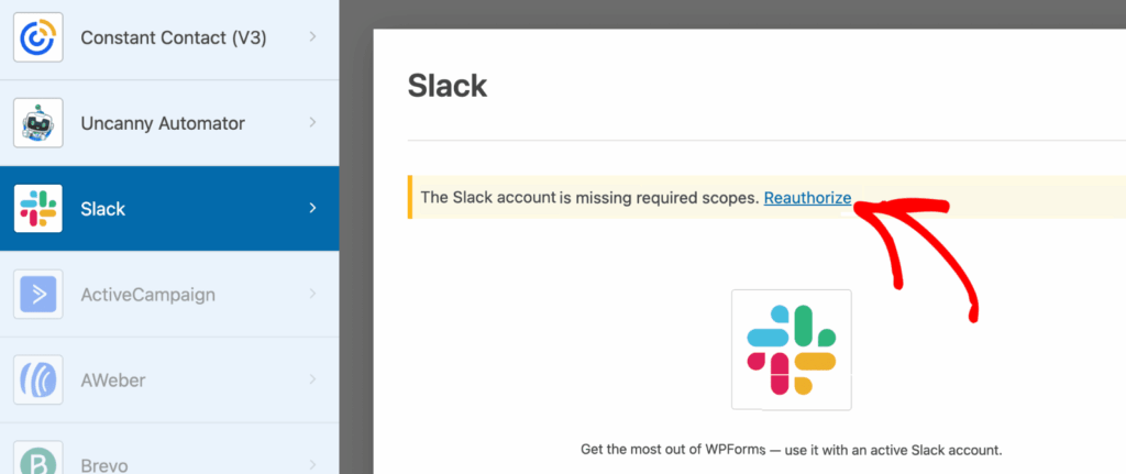 slack-reauthorize - WPForms