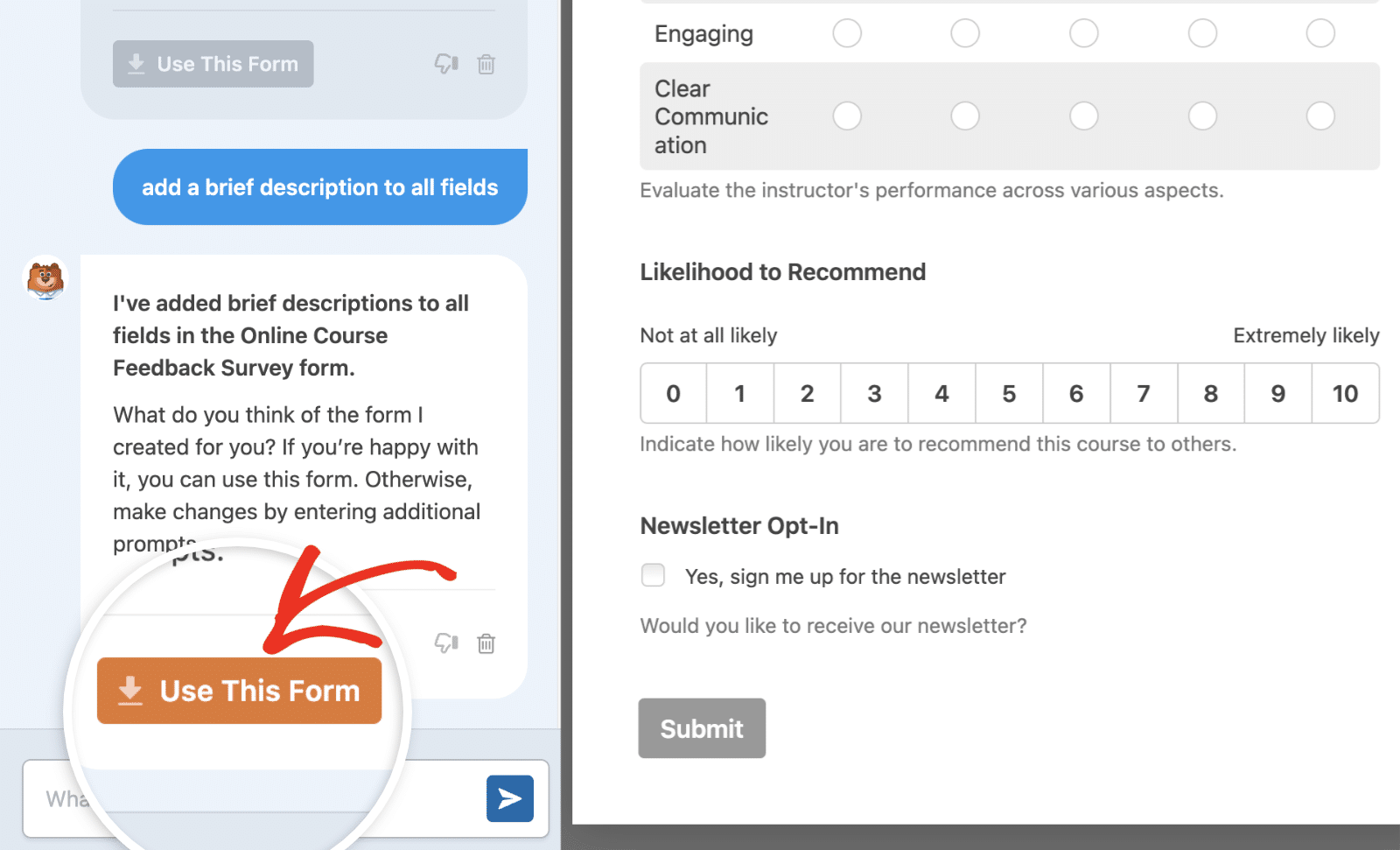 Click the Use this Form button