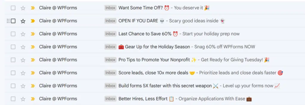 objets d'e-mail wpforms