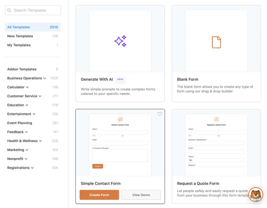 wpforms templates