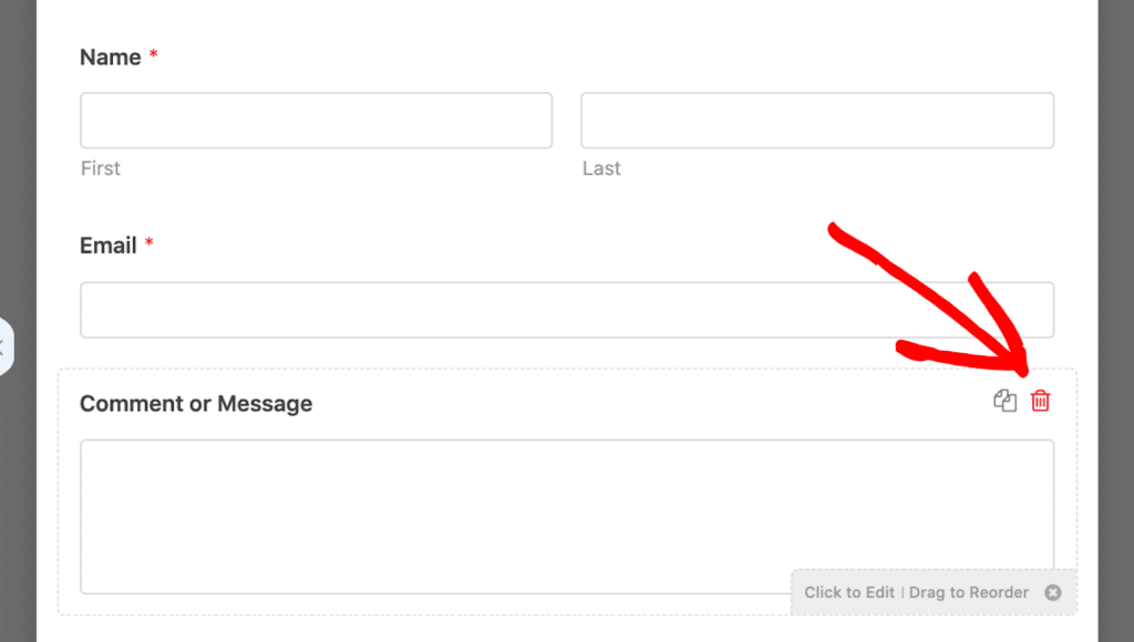 Deleting a field from a form