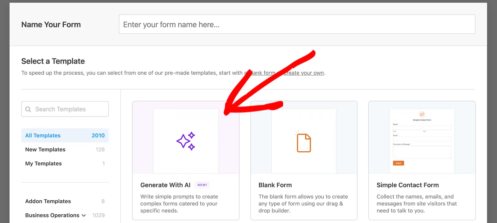 Generate a form with AI in WPForms