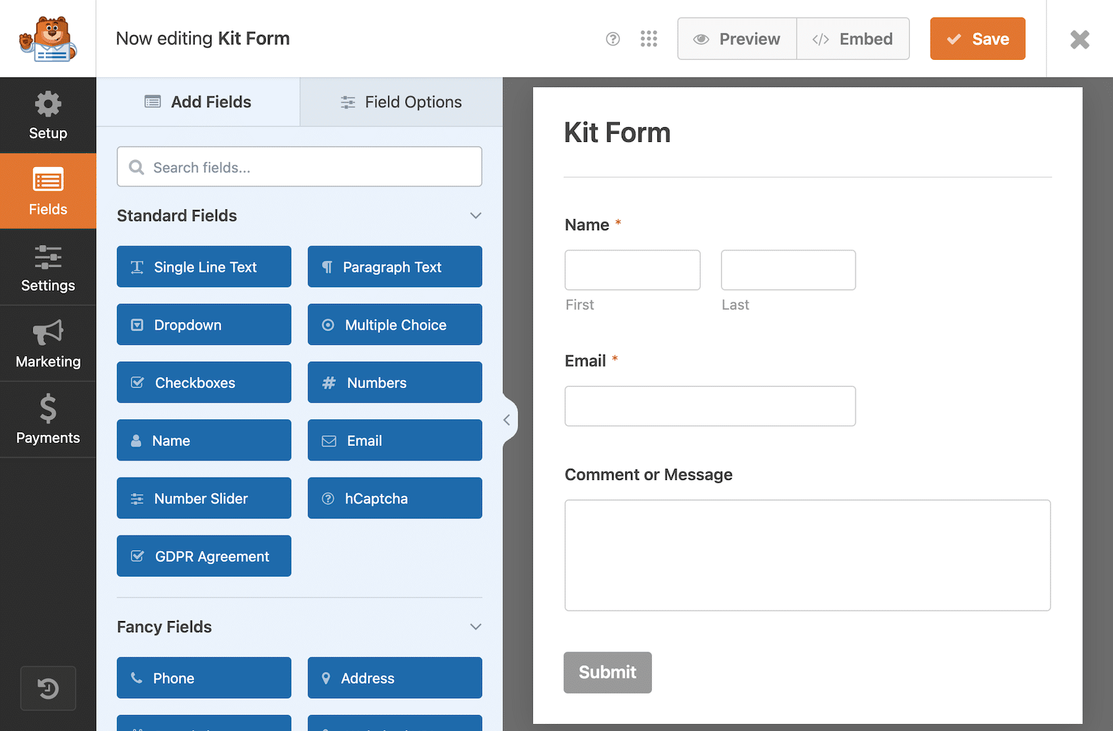 Kit contact form