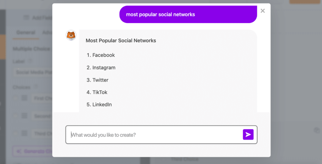 AI choices for popular social networks