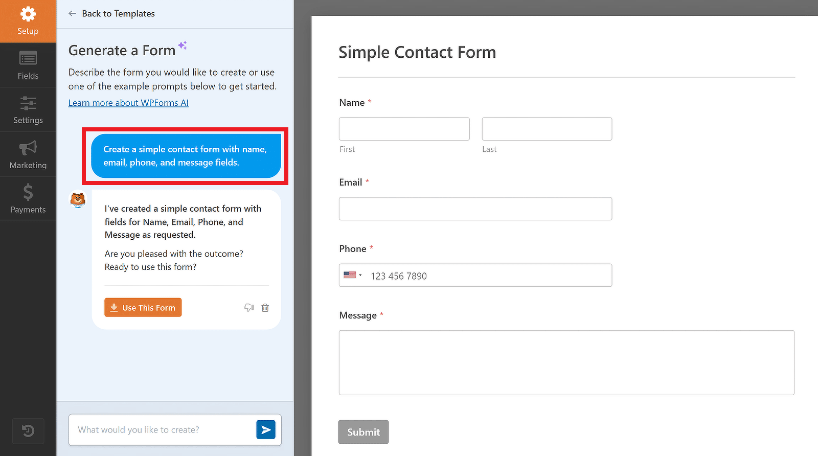 ai contact form