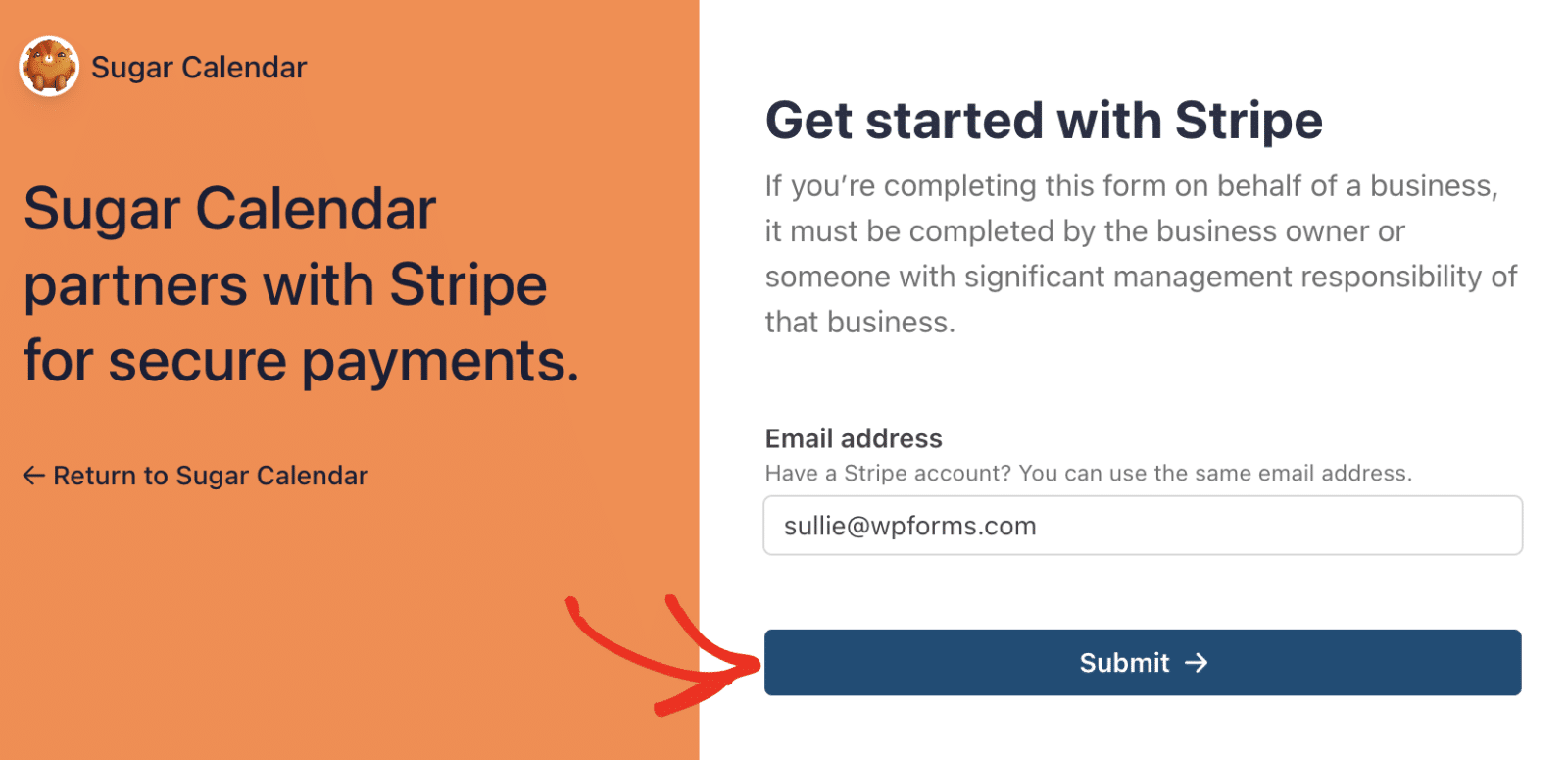 Log in to Stripe account