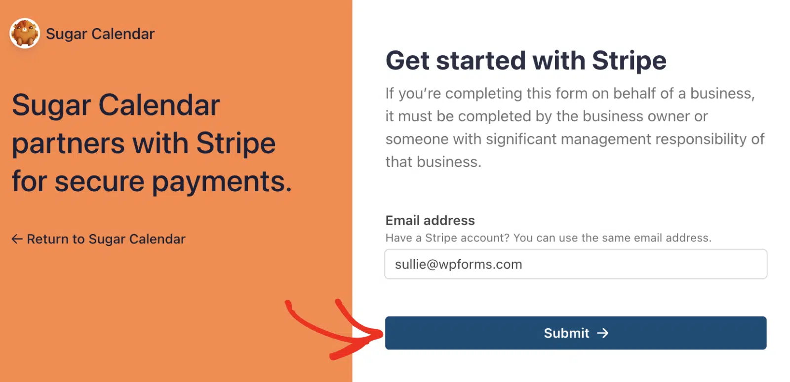 Melden Sie sich im Stripe-Konto an