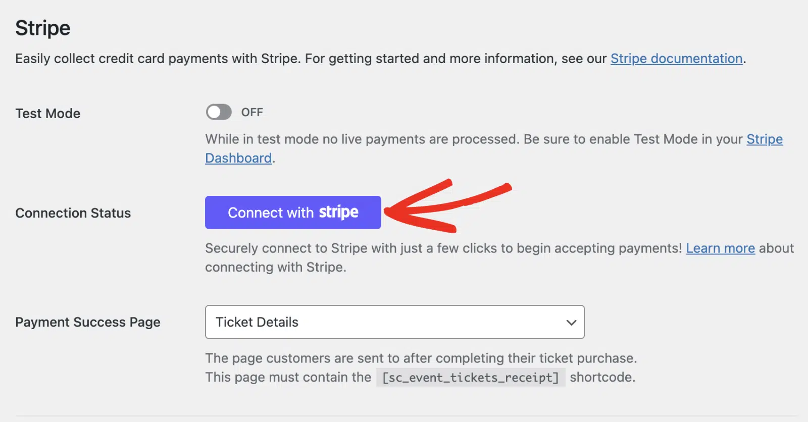 Klicken Sie auf die Schaltfläche „Mit Stripe verbinden“