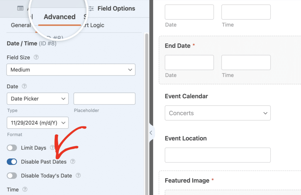 disable-past-dates - WPForms desativar datas anteriores
