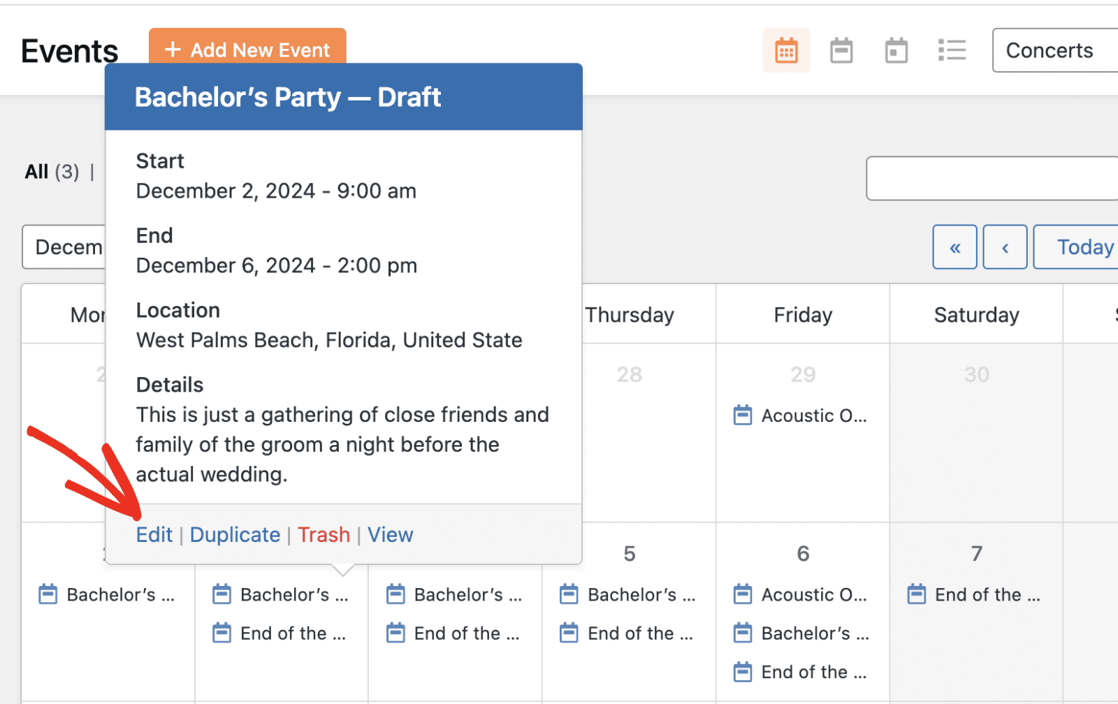 Edit Sugar Calendar event submitted through WPForms