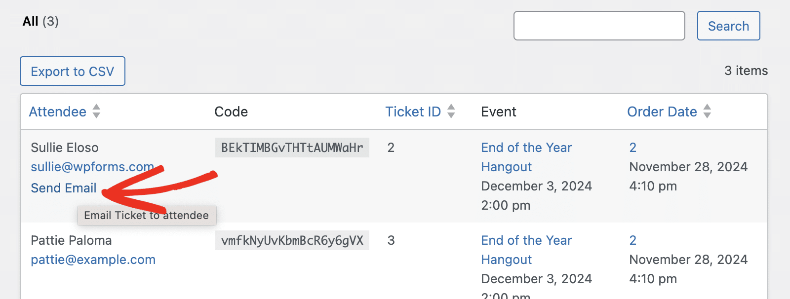 Email ticket to attendee