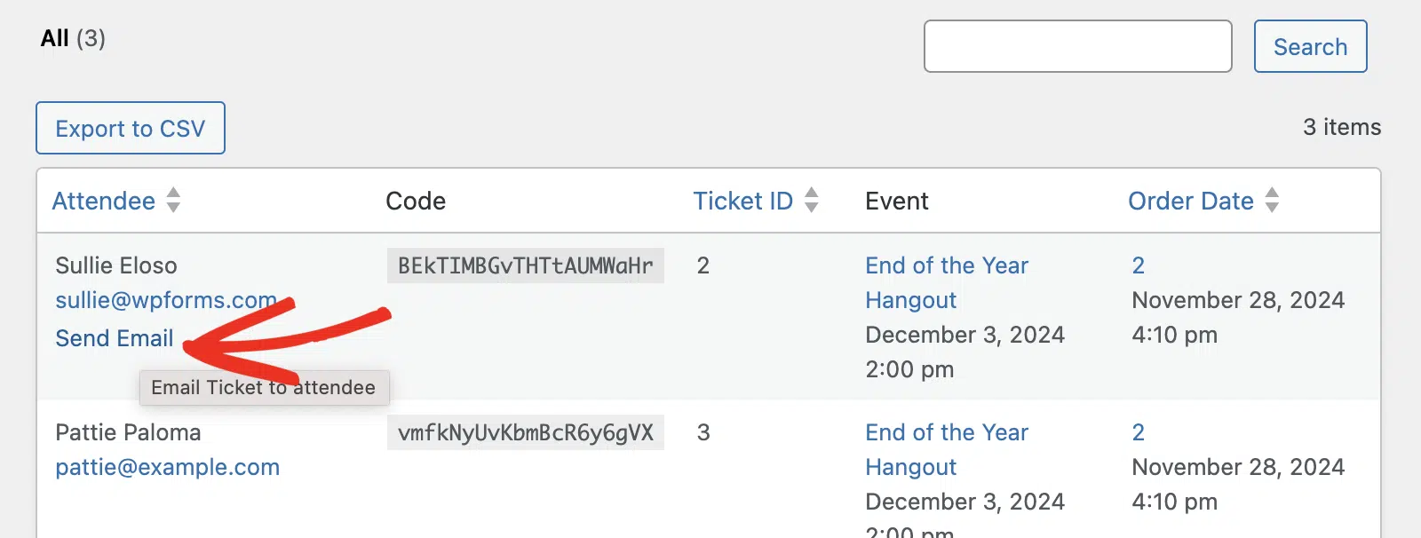 Ticket per E-Mail an den Teilnehmer senden