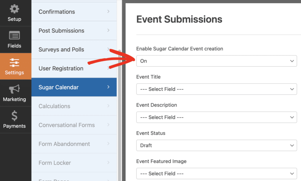 enable-sugar-calendar-events-creation - WPForms ativar a criação de eventos do calendário do açúcar
