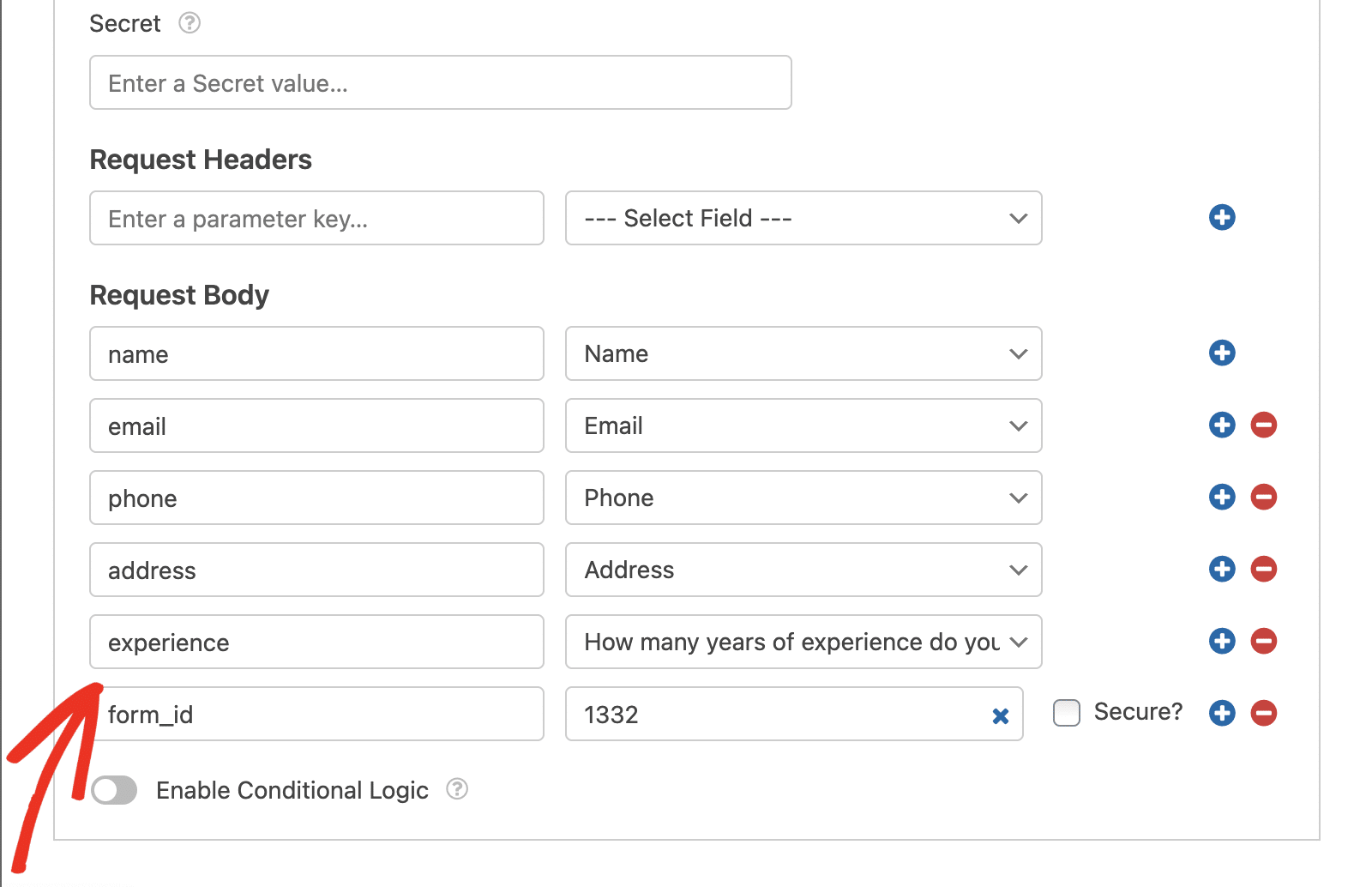 Mapping webhooks data to fields in WPForms builder