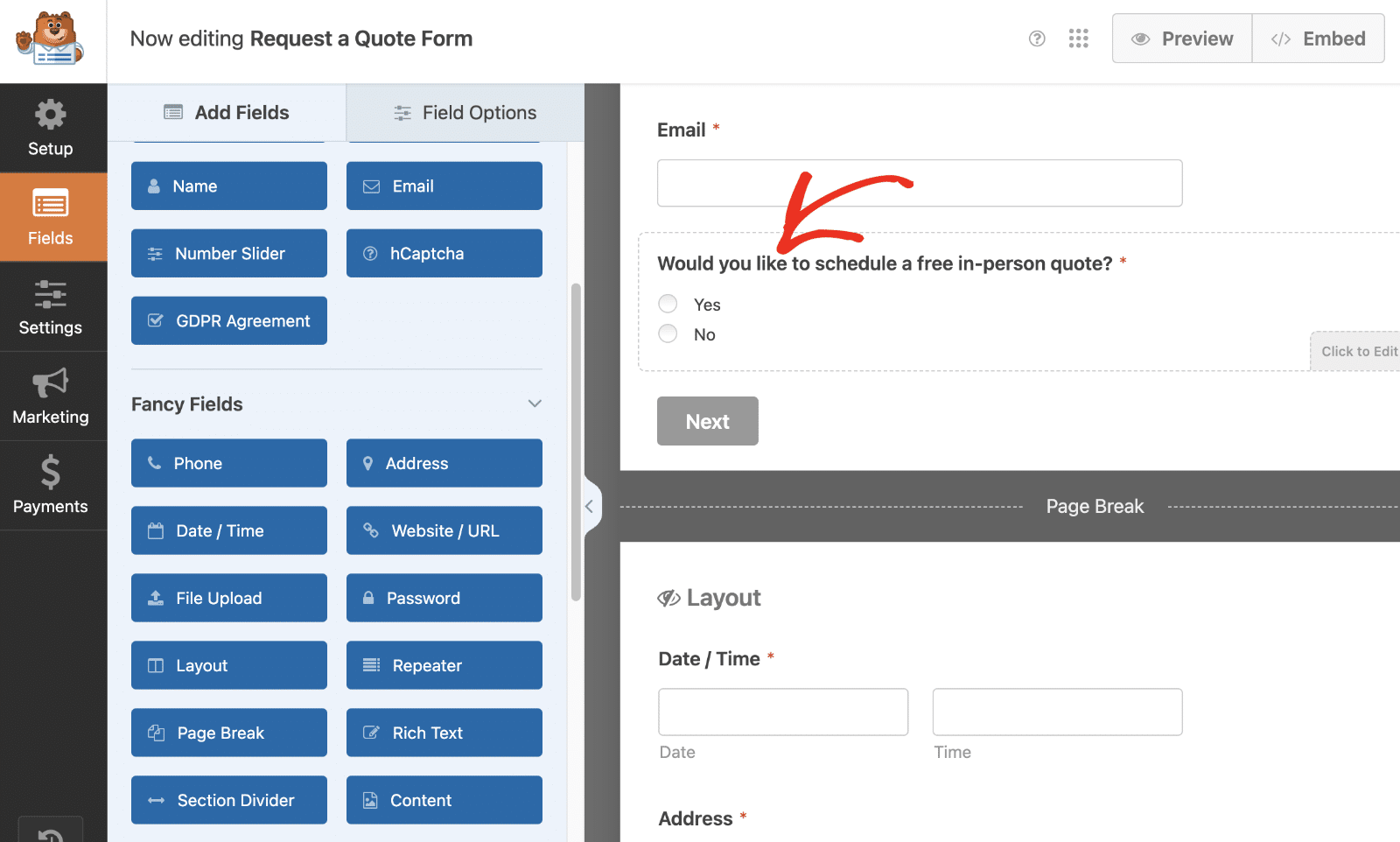 Creating your form