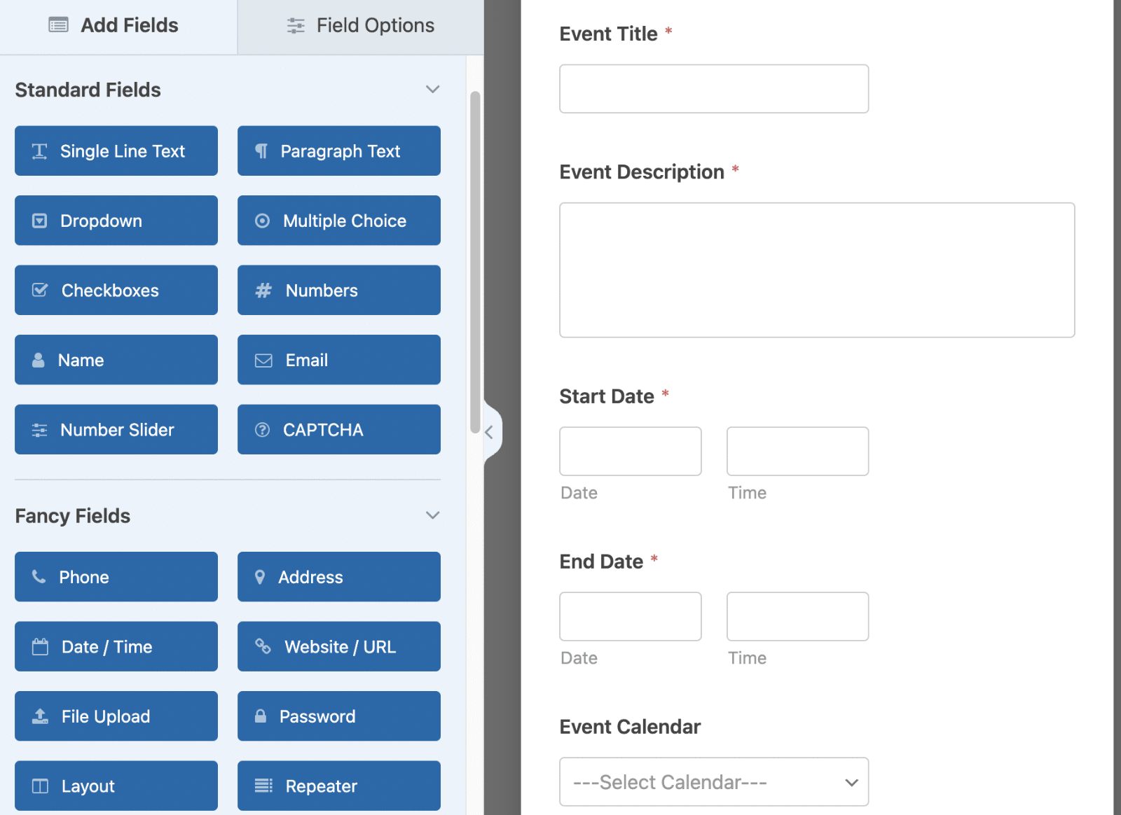 Form to submit events 