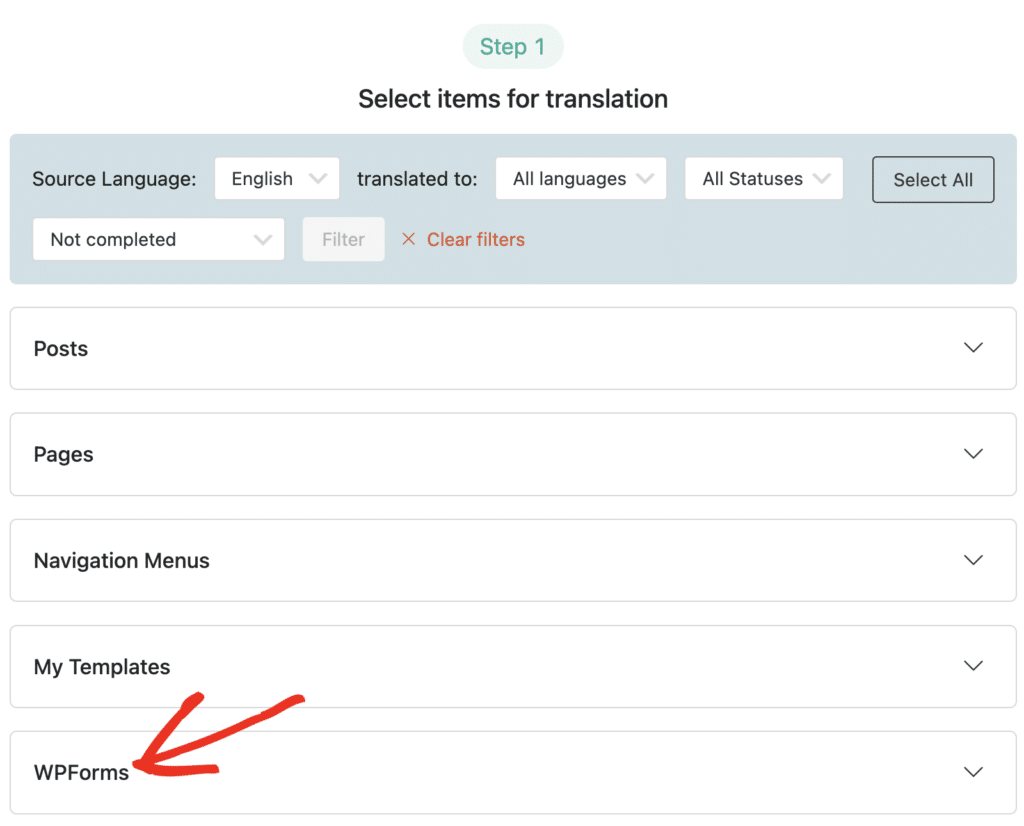 Translation dashboard