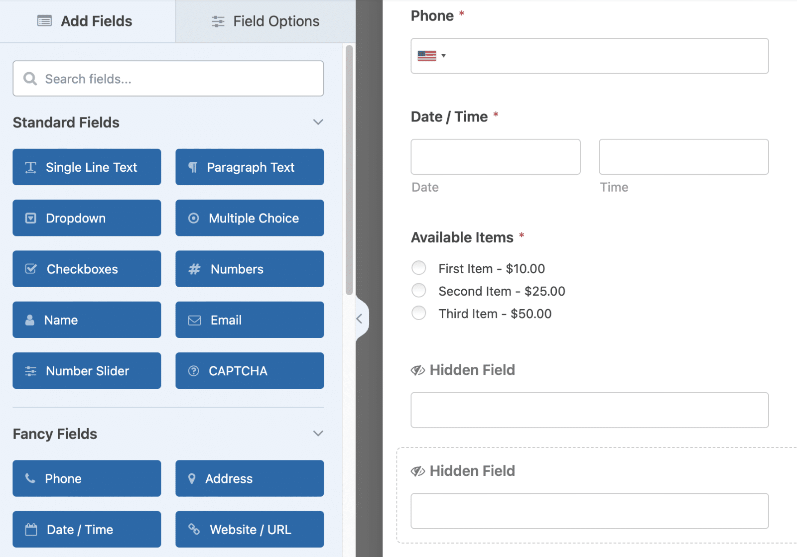 Add form fields