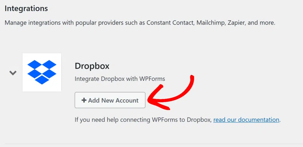 aggiungi nuovo account dropbox