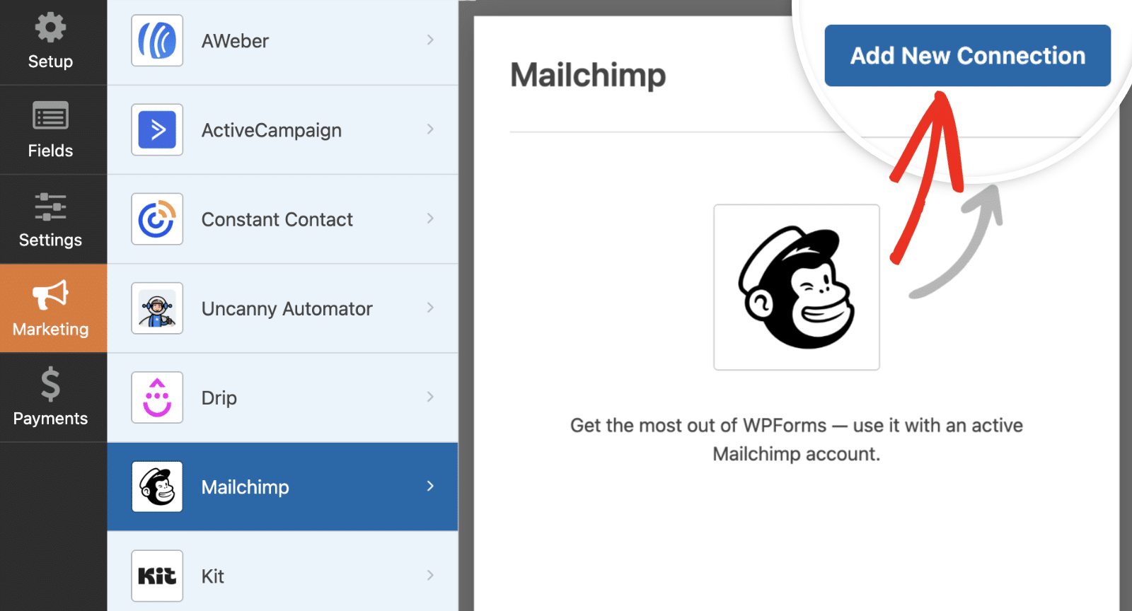 Add New Mailchimp connection